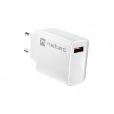 SÍŤOVÁ NABÍJEČKA NATEC RIBERA USB-A 18W BÍLÁ