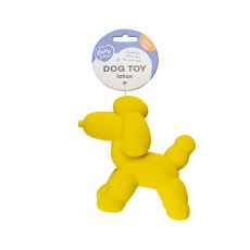 Hračka DUVO+ latexový balón pudel, pískajúci, žltý 14x6x12,5 cm
