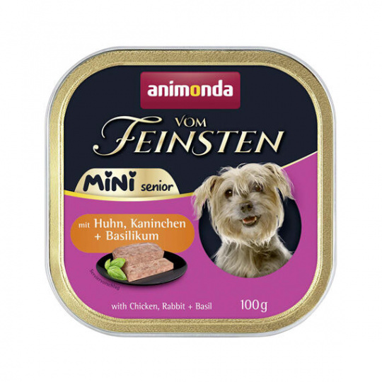ANIMONDA paštika Vom Feinsten MINI Senior - kuře, králík, bazalka pro psy 100 g ANIMONDA paštika Vom Feinsten MINI Senior - kuře, králík, bazalka pro psy 100 g