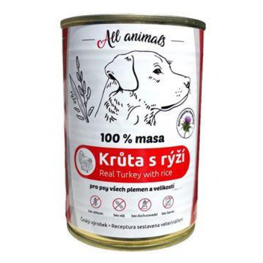 All Animals DOG konz. Krůtí mleté s rýží 400g
