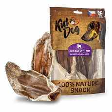 KIDDOG 100% Natural Snack, jahňacie ucho so srsťou 12 - 16 cm / 2 ks