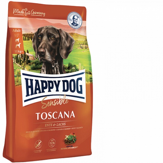 Happy Dog Supreme Sensible Toscana Losos & Kachna 12,5 kg + DOPRAVA ZDARMA