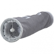 Plyšový tunel pro kočky HARVEY s hračkami, 4 vstupy, 27 x 116 cm, šedá Plyšový tunel pro kočky HARVEY s hračkami, 4 vstupy, 27 x 116 cm, šedá