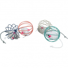 Plyšová myš v kulaté barevné kleci 6 cm