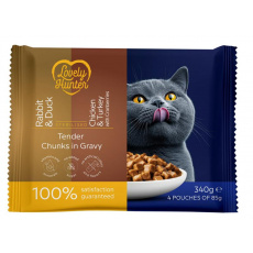 LOVELY HUNTER cat adult serilised KAPSIČKA wet set  4 x 85 g