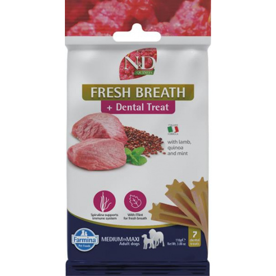 Pamlsok Farmina Quinoa Dog Fresh Breathe Adult medium & maxi 100g