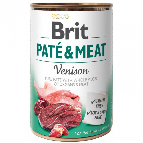 BRIT Paté & Meat Venison - vlhké krmivo pro psy - 400g