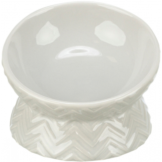 Keramická miska vyvýšená, ergonomický tvar, 0,15 l / 13 cm, světlešedá