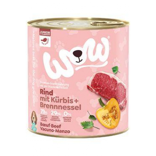 WOW Dog konz. Junior hovězí s dýní 800g