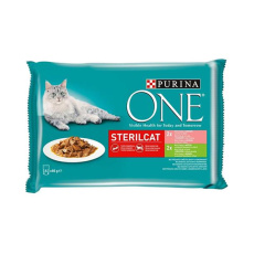 Nestle PURINA ONE cat Multipack Sterilcat mini filetky s morkou a zelenými fazuľkami / s lososom a mrkvou v šťave 4x85g