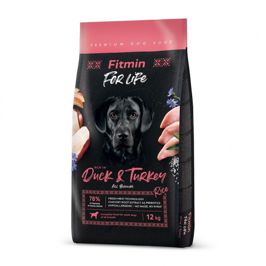 FITMIN Dog For Life Duck & Turkey - suché krmivo pro psy - 12 kg