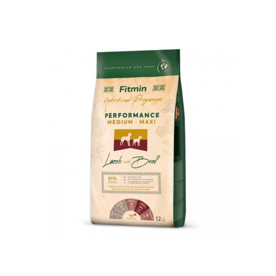 FITMIN Medium Maxi Performance Lamb with beef - suché krmivo pro psy - 12kg