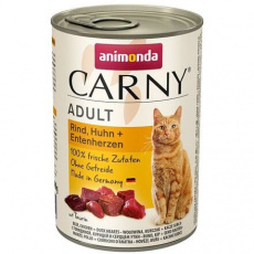 ANIMONDA konzerva CARNY Adult - hovězí, kuře, kachní srdce 400g ANIMONDA konzerva CARNY Adult - hovězí, kuře, kachní srdce 400g