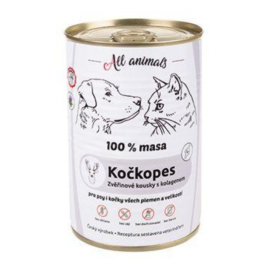All Animals kočkopes konz. Zvěřinové kousky s kol.400g