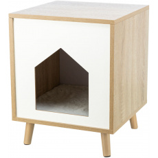 Dřevěná boudička ISA na nožkách 40 x 50 x 40 cm, světlehnědá/bílá Dřevěná boudička ISA na nožkách 40 x 50 x 40 cm, světlehnědá/bílá