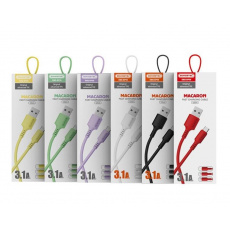 CABLE TYPE-C 3.1A SOMOSTEL SMS-BP06 MACARON RED 3100mAh QUICK CHARGER 1.2M POWERLINE - 10000+ BENDING STRENGTH