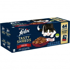 Nestlé FELIX Tasty shreds cat Multipack kura&hovädzie&kačica&morka v šťave kapsička 44x80 g