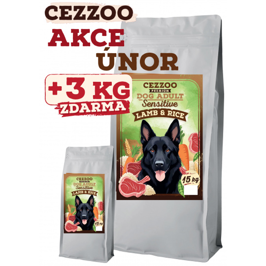 CEZZOO Premium Dog Adult Sensitive Lamb & Rice 15kg + 3kg