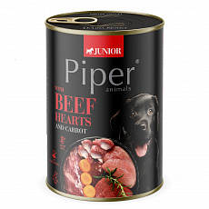 NEW PIPER JUNIOR s hovězím srdcem a mrkví, konzerva pro štěňata 400 g