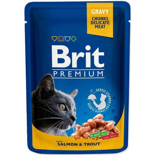 BRIT Premium Cat Salmon&Trout - mokré krmivo pro kočky - 100g