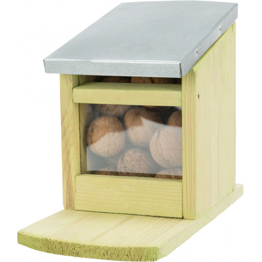 Krmná stanice pro veverky 12 x18 x 24 cm, přírodní borové dřevo/kov Krmná stanice pro veverky 12 x18 x 24 cm, přírodní borové dřevo/kov