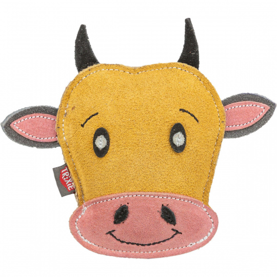 Cow - hlava krávy, 17 cm, hračka pro psy, 100% pravá kůže, žlutá