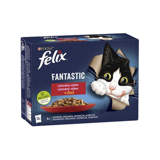 Nestlé FELIX Fantastic cat Multipack mäsový výber želé kapsička 12x85 g