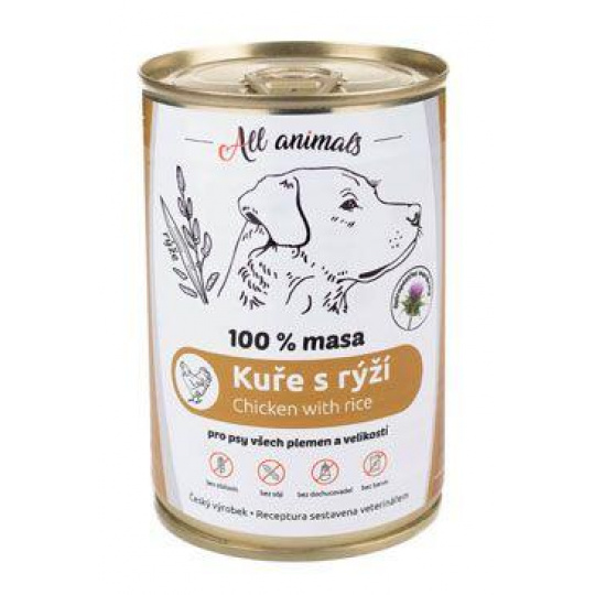 All Animals DOG konz. Kuřecí mleté s rýží 400g