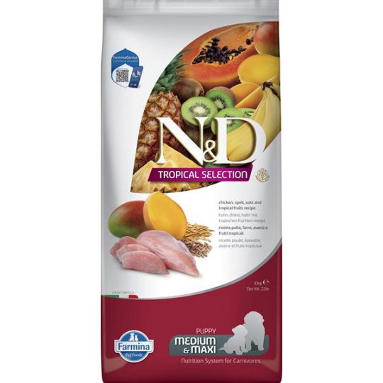 Farmina N&D dog TROPICAL SELECTION (AG) puppy med/maxi kuracie 10 kg