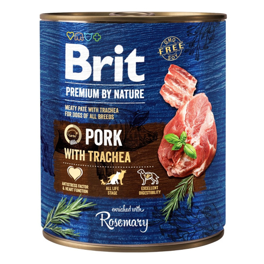 BRIT Premium by nature Pork with Trachea - vlhké krmivo pro psy - 800g