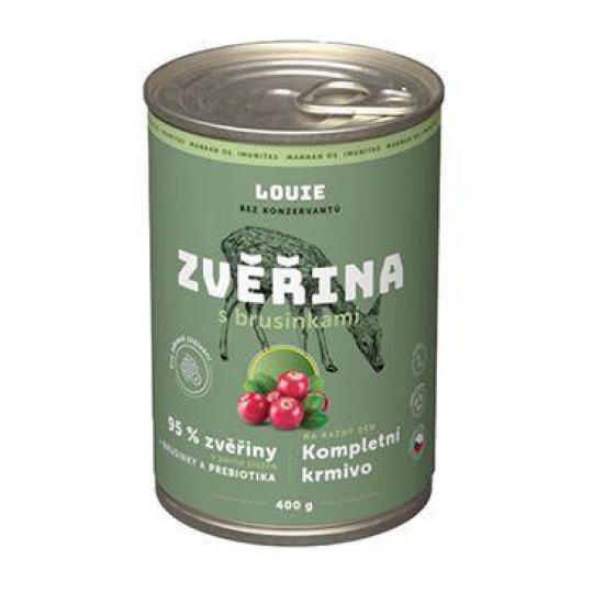 Louie Dog konz. Zvěřina s brusinkami a prebiotiky 400g