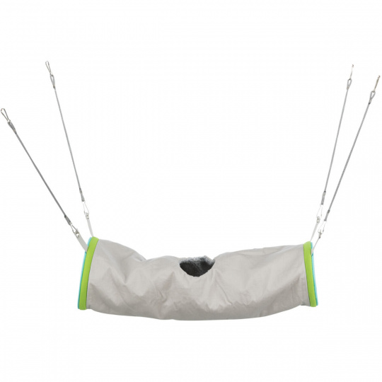 Nylon.tunel s kožešinou pro fretky, závěsný do klece 20x45cm