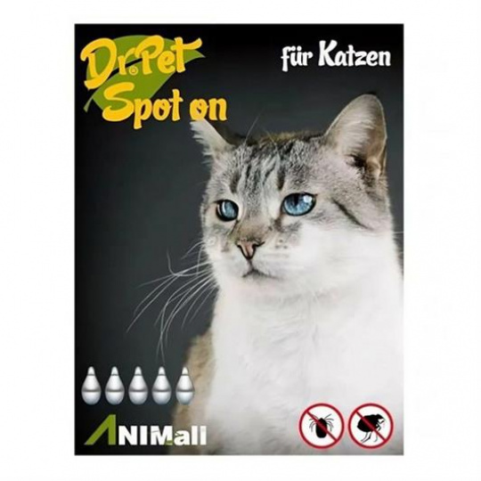 Dr.Pet spot-on pipety pre mačky 5 x 1 ml (spot-on tick and flea repellent for cats)