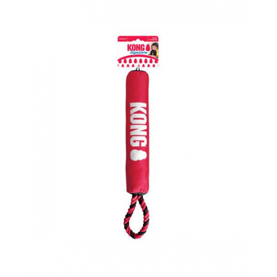 Hračka Kong Dog  Signature Preťahovadlo s lanom, pískacie, polyester, červené M