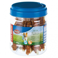PREMIO Chicken Flags kuřecí prsa na buvolí tyčince 400g dóza PREMIO Chicken Flags kuřecí prsa na buvolí tyčince 400g dóza