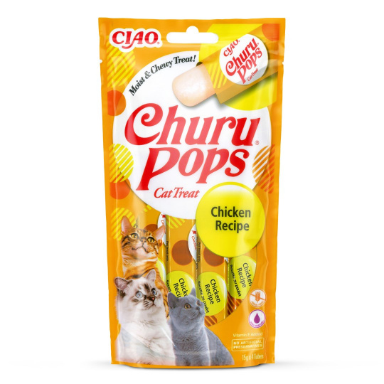 INABA Churu Pops Kuře - pamlsek pro kočky - 4x15 g