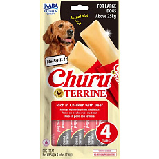 Pamlsok Inaba Churu Terrine dog kura s hovädzím 4 x 54 g