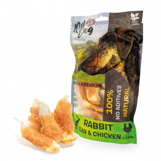 KIDDOG SUPER PREMIUM 100% kuřecí prsa na králičím uchu 150 g