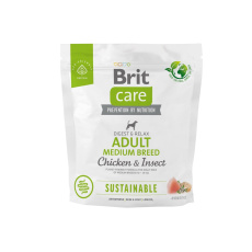 BRIT Care Dog Sustainable Adult Medium Breed Chicken & Insect  - suché krmivo pro psy - 1 kg