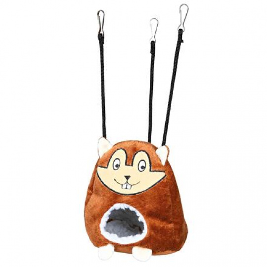 Plyšová závěsná jeskyň tvar křeček pro myši a křečky 11x14cm Plyšová závěsná jeskyň tvar křeček pro myši a křečky 11x14cm