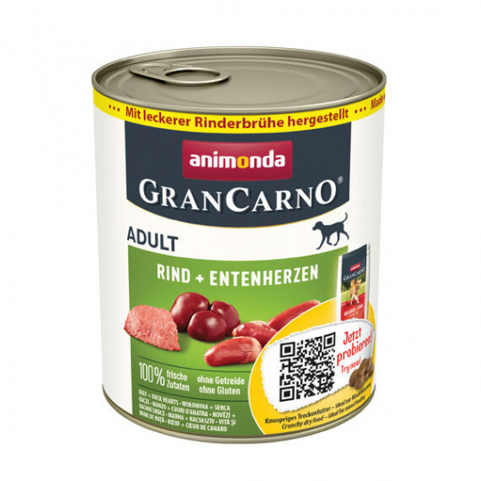 GRANCARNO Adult - hovězí, kachní srdce 800g