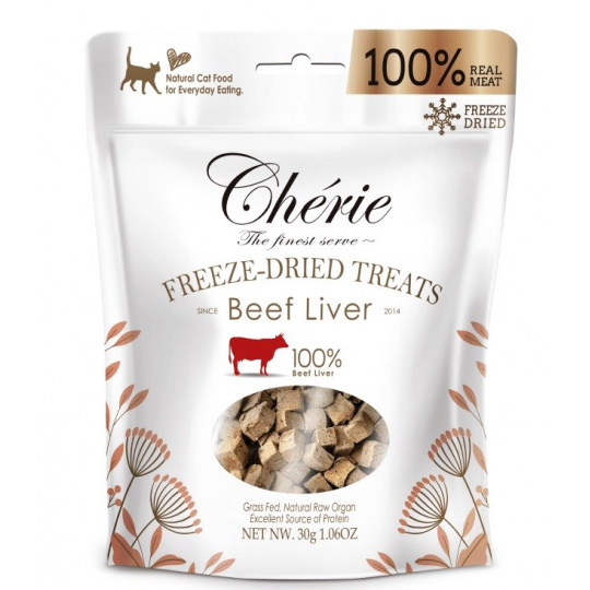 CHERIE Freeze-dried beef liver pieces - pamlsek pro kočky - 30g