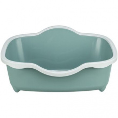 Toaleta pro kočky DAVIO, s okrajem, 56 x 26 x 39 cm , šalvějová/bílá Toaleta pro kočky DAVIO, s okrajem, 56 x 26 x 39 cm , šalvějová/bílá