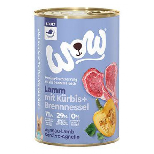 WOW Dog konz. Adult jehněčí s dýní 400g