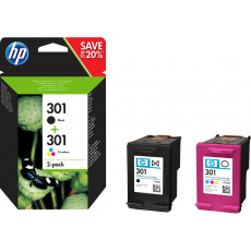 HP 301 Dvojbalení černé/tříbarevné originální inkoustové kazety