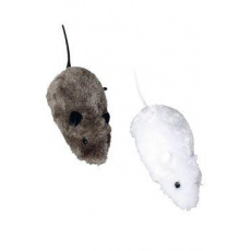 Hračka kočka Myš kožešinová natahovací 10cm KAR