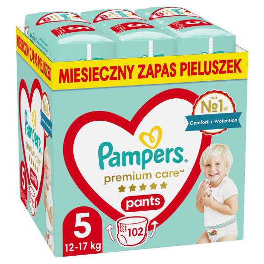 PAMPERS Premium Kalhotkové pleny velikost 5, 12-17kg, 102ks