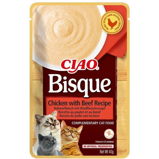 INABA Ciao Bisque Chicken with beef - pamlsek pro kočky - 40g