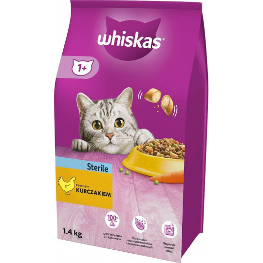 ‎Whiskas 5900951259180 suché krmivo pro kočky 1,4 kg Dospělý jedinec Kuřecí maso