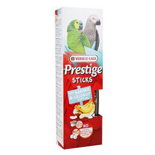 Pamlsok VL Prestige Sticks Parrots with Banana & Coconut topping 2 ks- tyčinka pre veľké papgája s banánom a kokosovou polevou 140 g Pamlsok VL Prestige Sticks Parrots with Banana & Coconut topping 2 ks- tyčinka pre veľké papgája s banánom a kokosovou polevou 140 g
